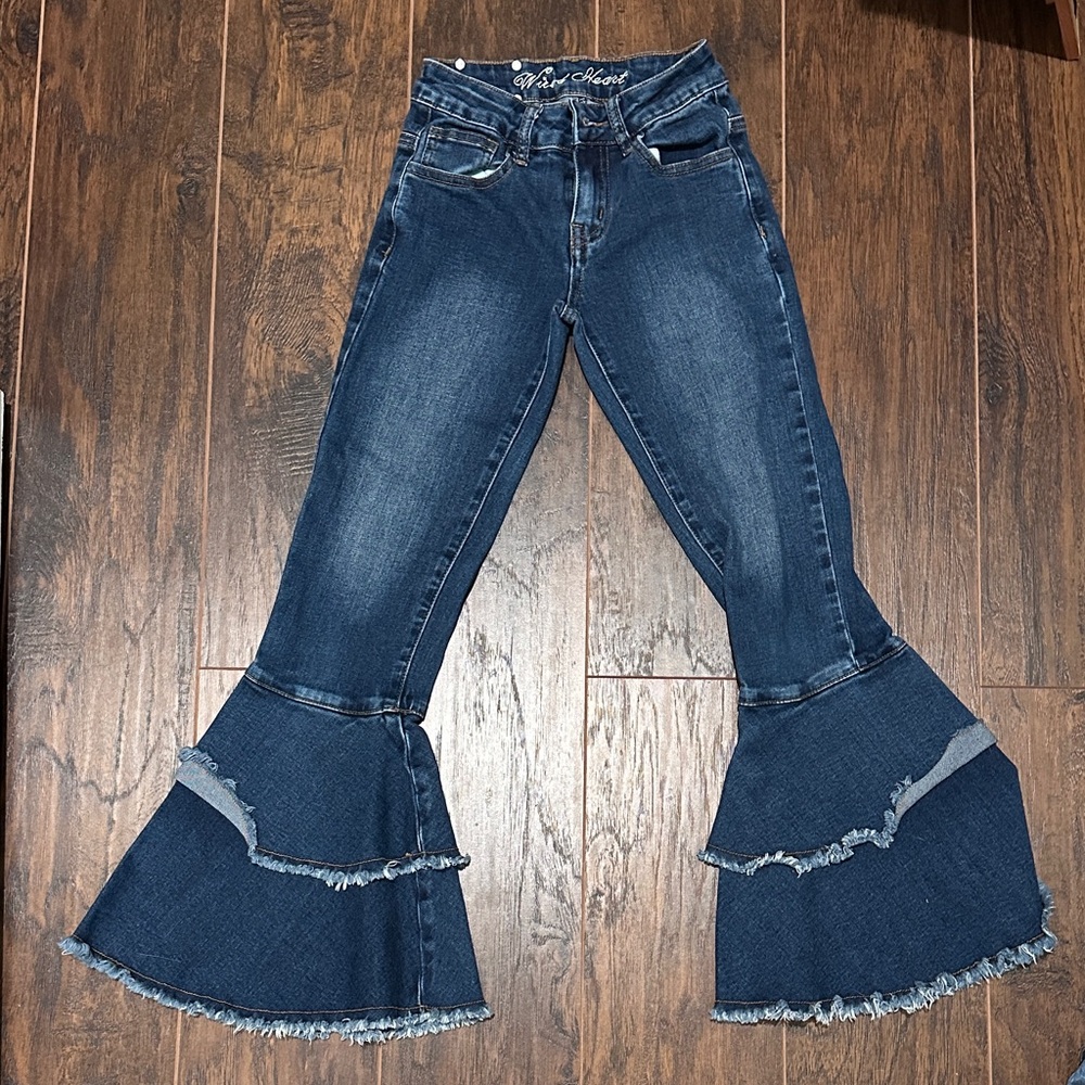 Girls Flared Blue Jeans